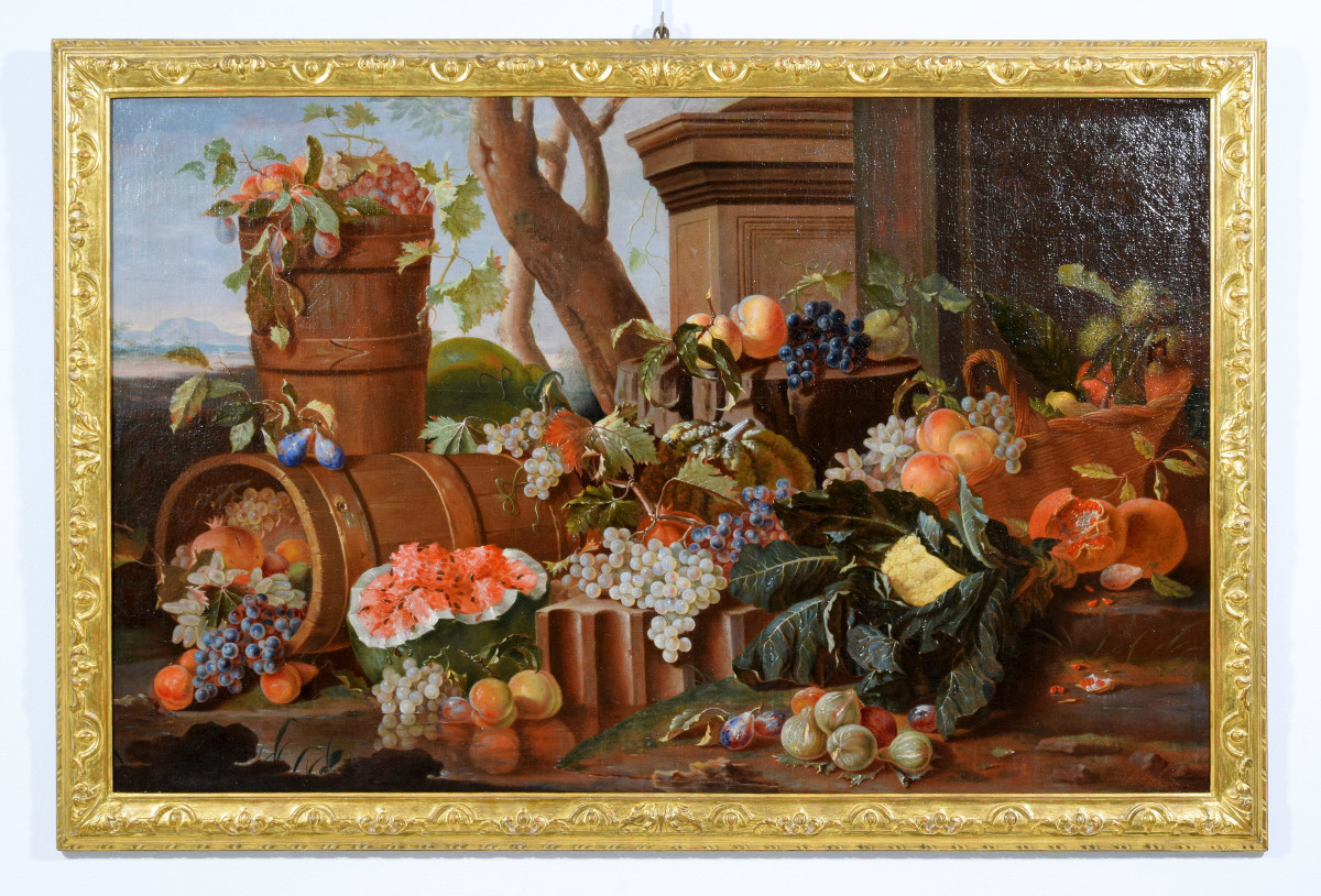 Pietro Navarra (Roma, attivo 1685 - 1714), natura morta, olio su tela