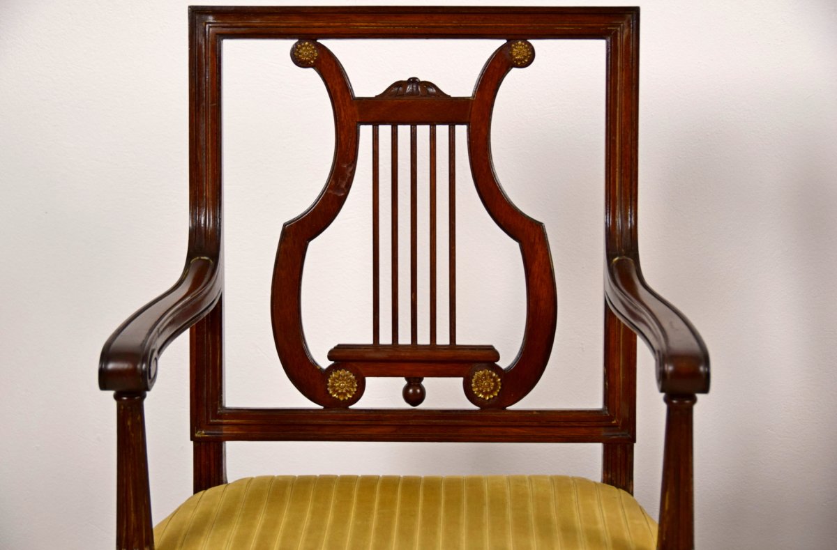 Six Chaises Et Deux Fauteuils En Bois, Style Louis XVI, France Fin XIX Siècle-photo-3