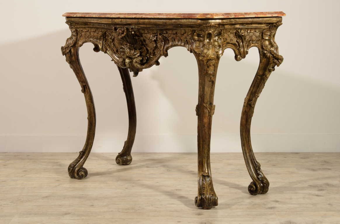 Console Louis XV En Bois Sculpté, Naples (italie), XVIII Siècle-photo-4