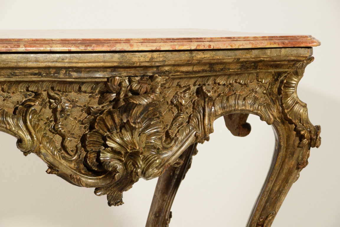 Console Louis XV En Bois Sculpté, Naples (italie), XVIII Siècle-photo-4