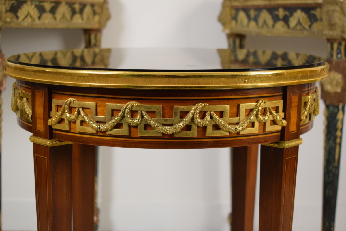  Élégante Table Basse De Centre-ville, France Fin XIXe Siècle, Style Louis XVI-photo-1