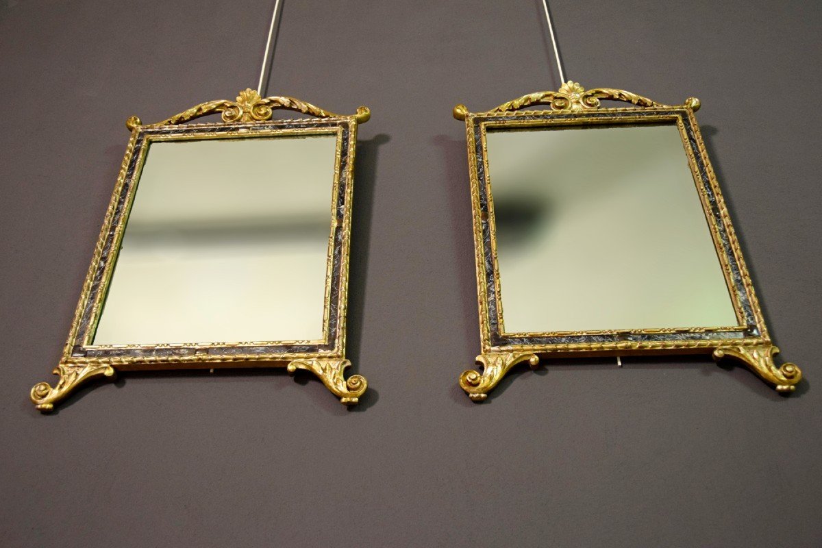 Paire De Miroirs Néoclassiques En Bois Sculpté Et Doré, Italie, Fin Du XVIIIe Siècle-photo-4