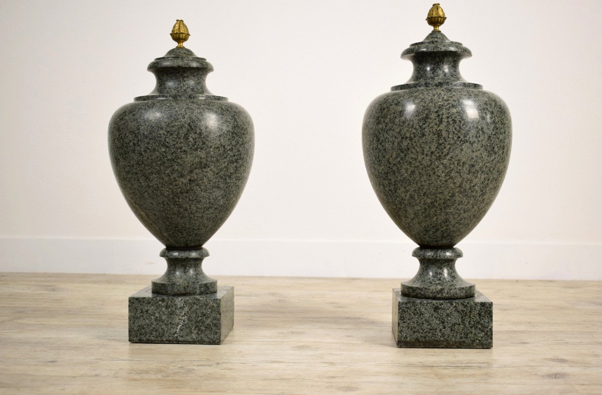 Couple De Vases En Granit Vert, XIXe Siècle, Style Louis XVI-photo-6