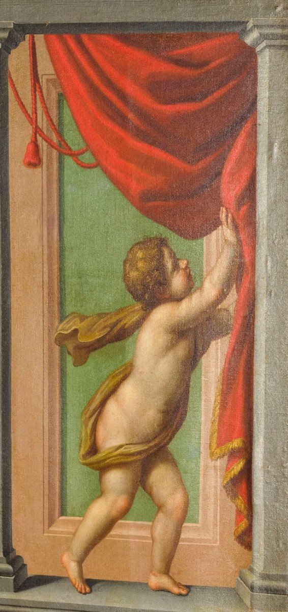 Paravento neoclassico a quattro pannelli dipinti a olio su tela, Italia, XVIII secolo-photo-3