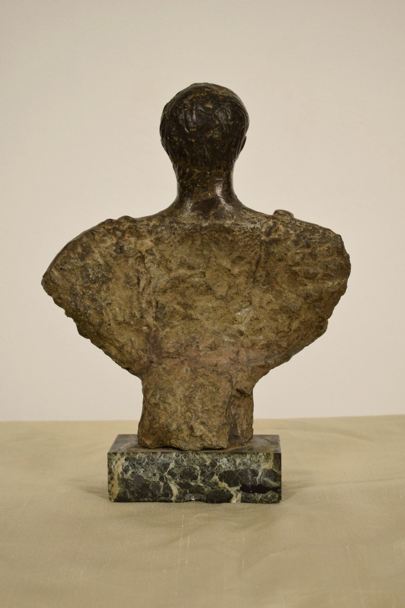 Ancien Buste En Pierre Sculpté, Empereur Romaine, XVIIe Siècle-photo-3