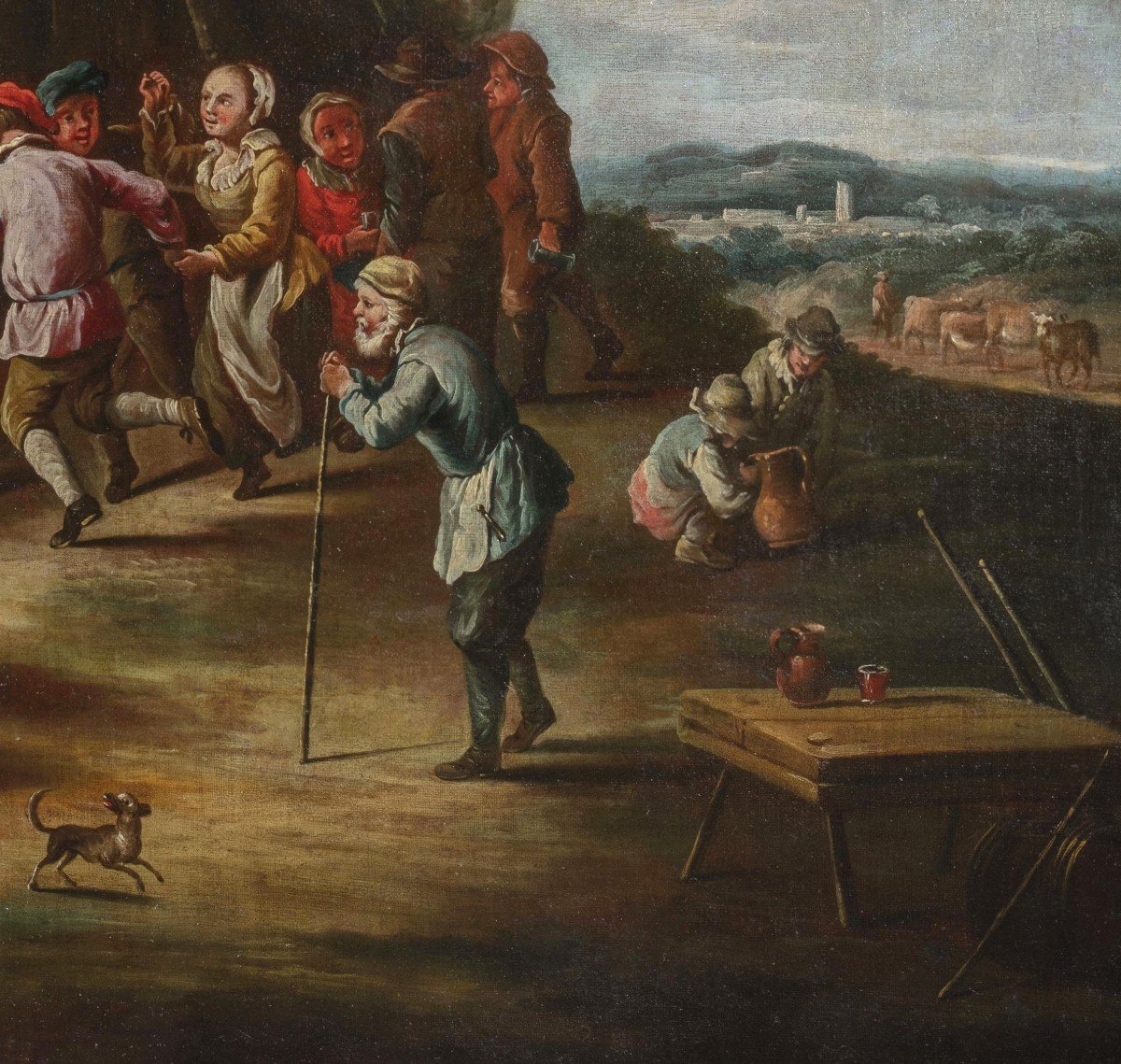 Giovanni Michele Graneri (Italia, Torino 1708-1762), Bambocciata (Contadini che ballano davanti all’osteria)-photo-2