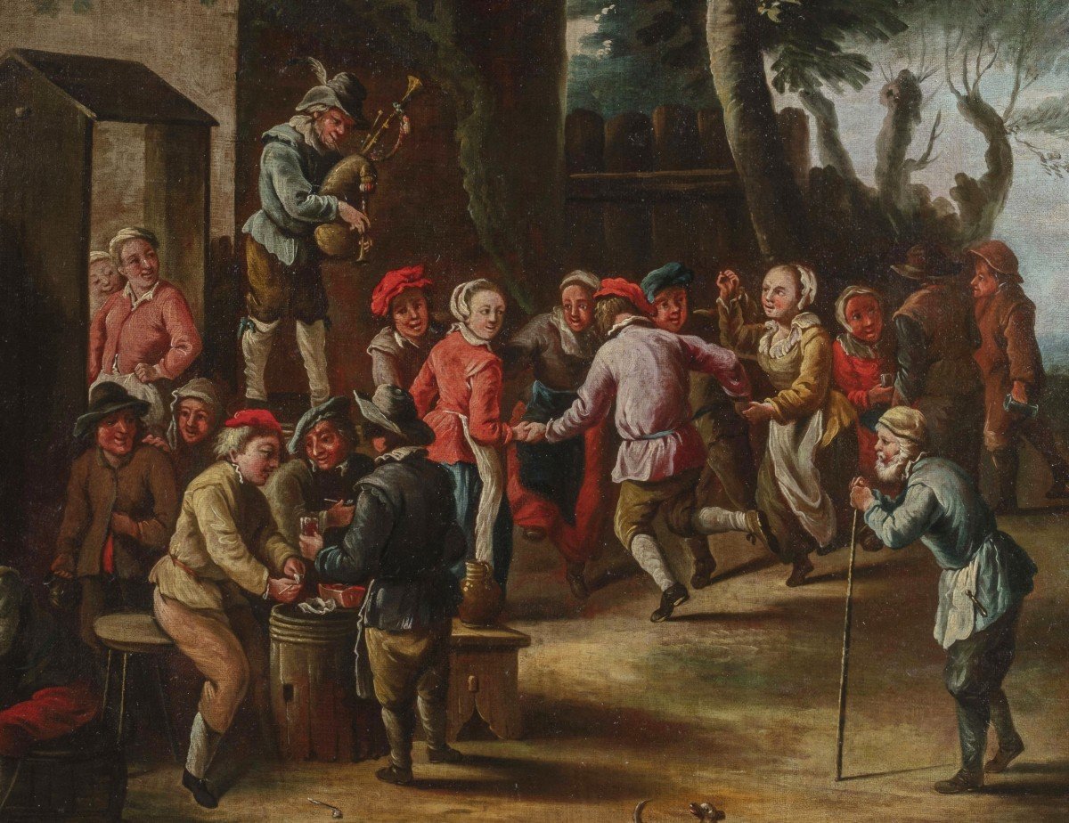 Giovanni Michele Graneri (Italia, Torino 1708-1762), Bambocciata (Contadini che ballano davanti all’osteria)-photo-1