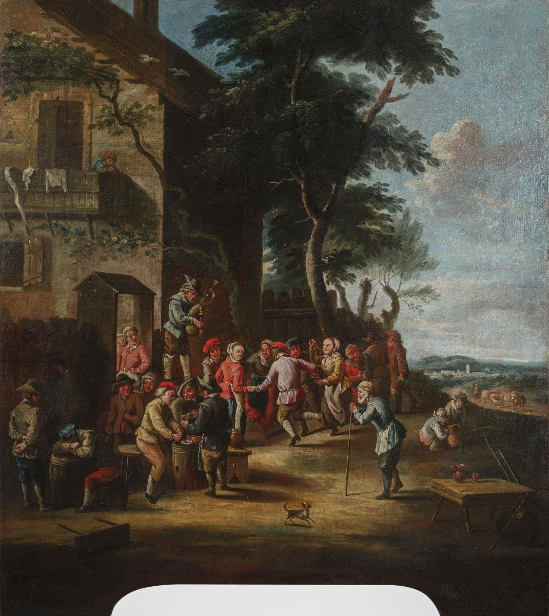 Giovanni Michele Graneri (Italia, Torino 1708-1762), Bambocciata (Contadini che ballano davanti all’osteria)