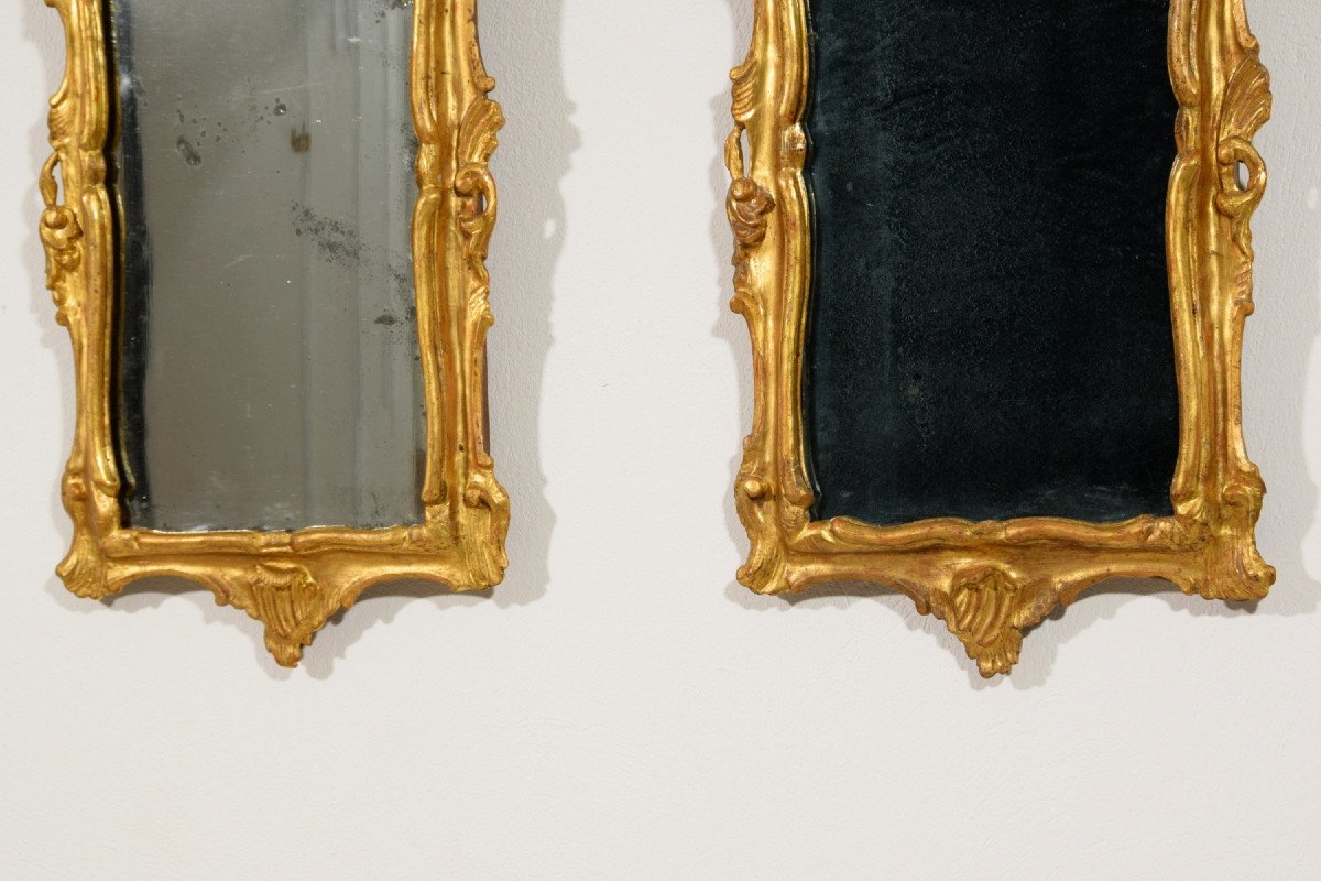 Couple De Miroirs En Bois Sculpté Et Doré, Venise,  XVIIIe Siècle, Louis XV-photo-2