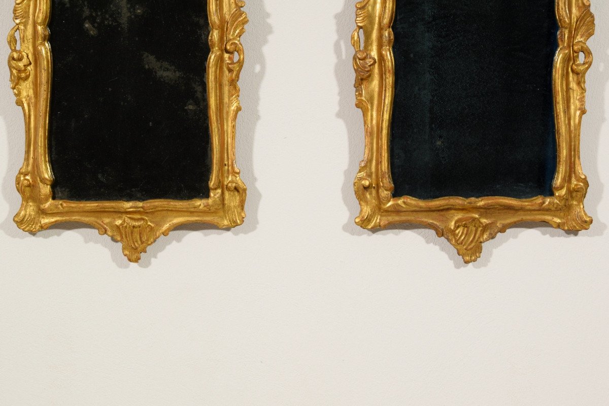 Couple De Miroirs En Bois Sculpté Et Doré, Venise,  XVIIIe Siècle, Louis XV-photo-4