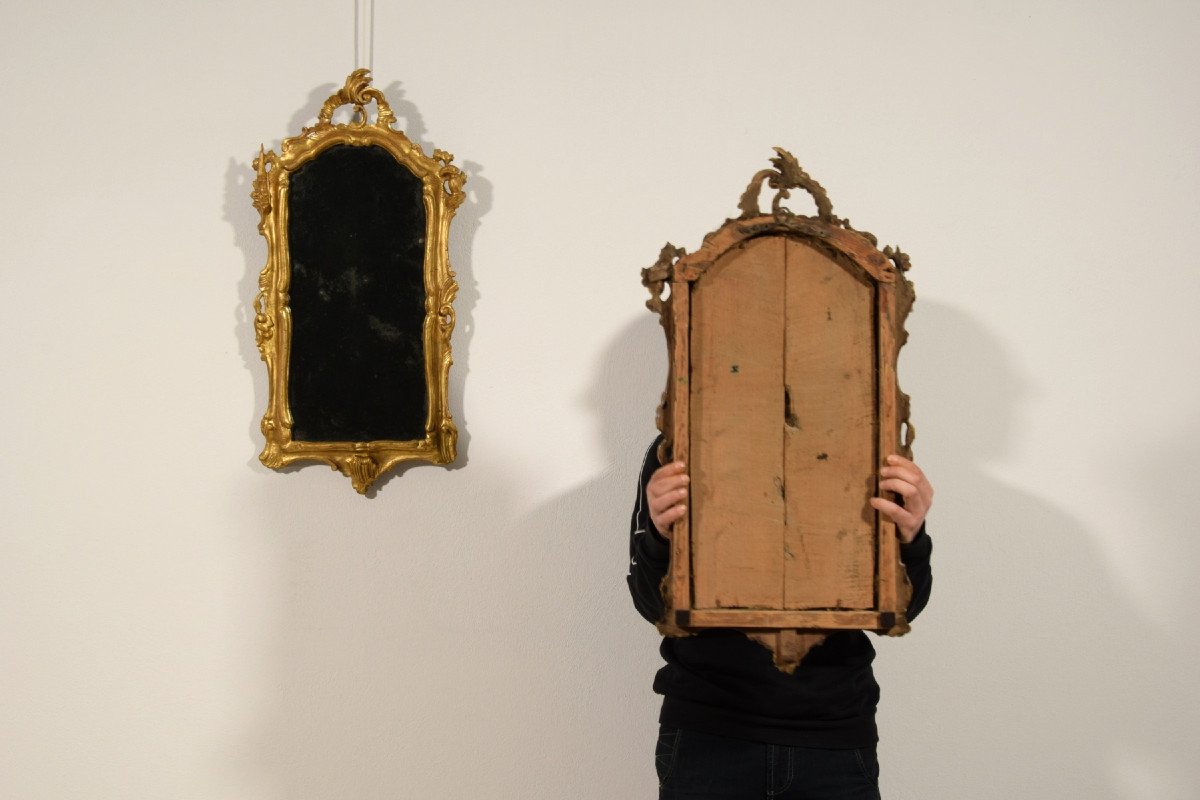 Couple De Miroirs En Bois Sculpté Et Doré, Venise,  XVIIIe Siècle, Louis XV-photo-8