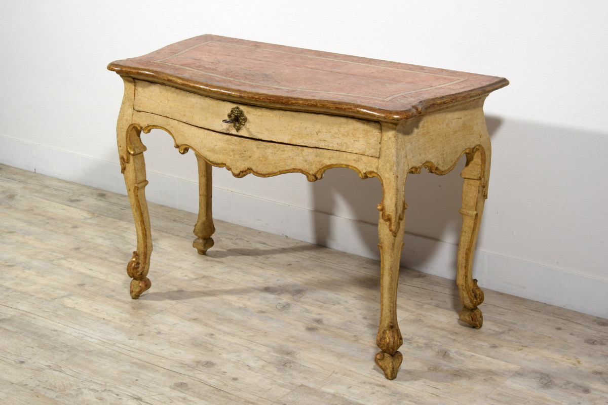 Consolle in legno laccato e dorato, Marche, primi anni del XVIII secolo, Epoca barocca-photo-4