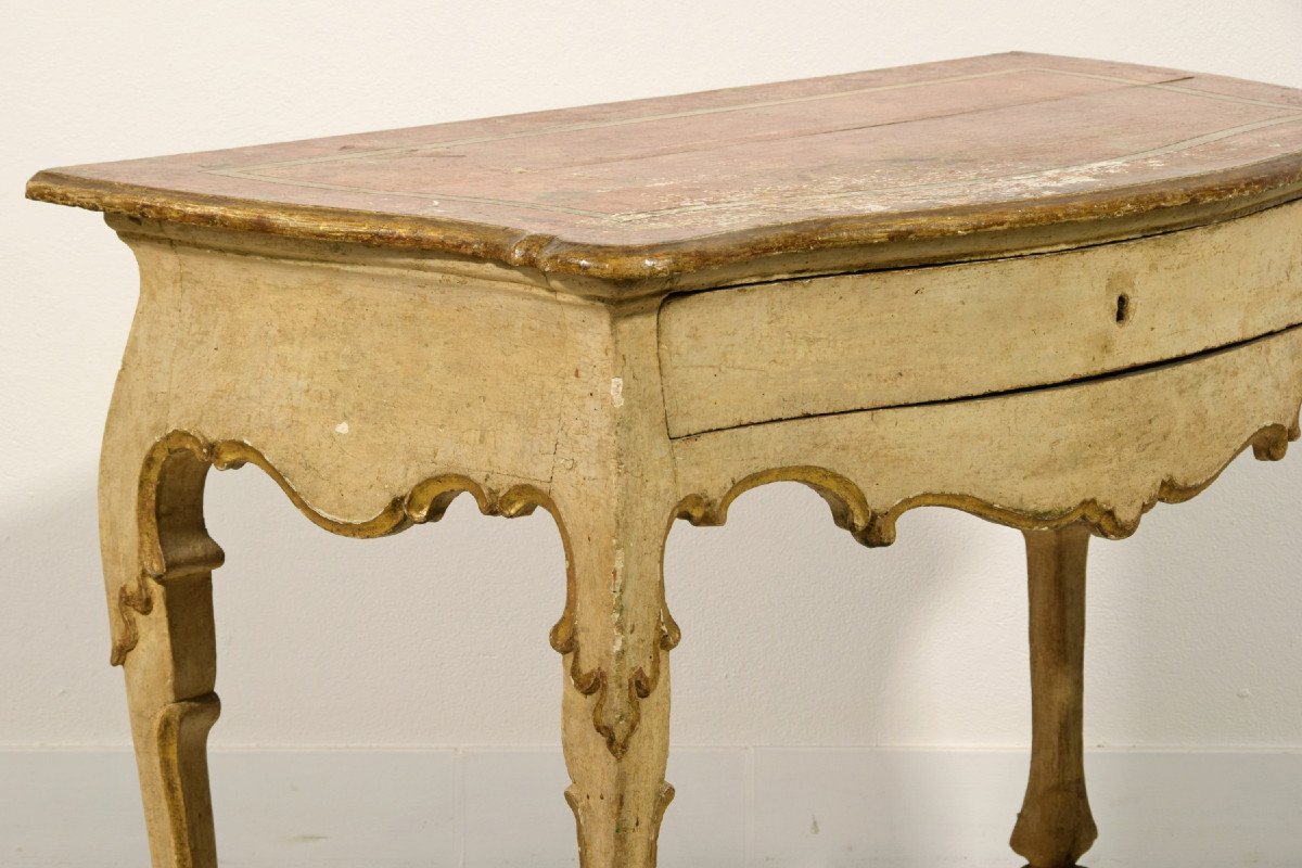 Console En Bois Laqué Et Doré, Italie, Début Du XVIIIe Siècle, époque Louis XIV-photo-4