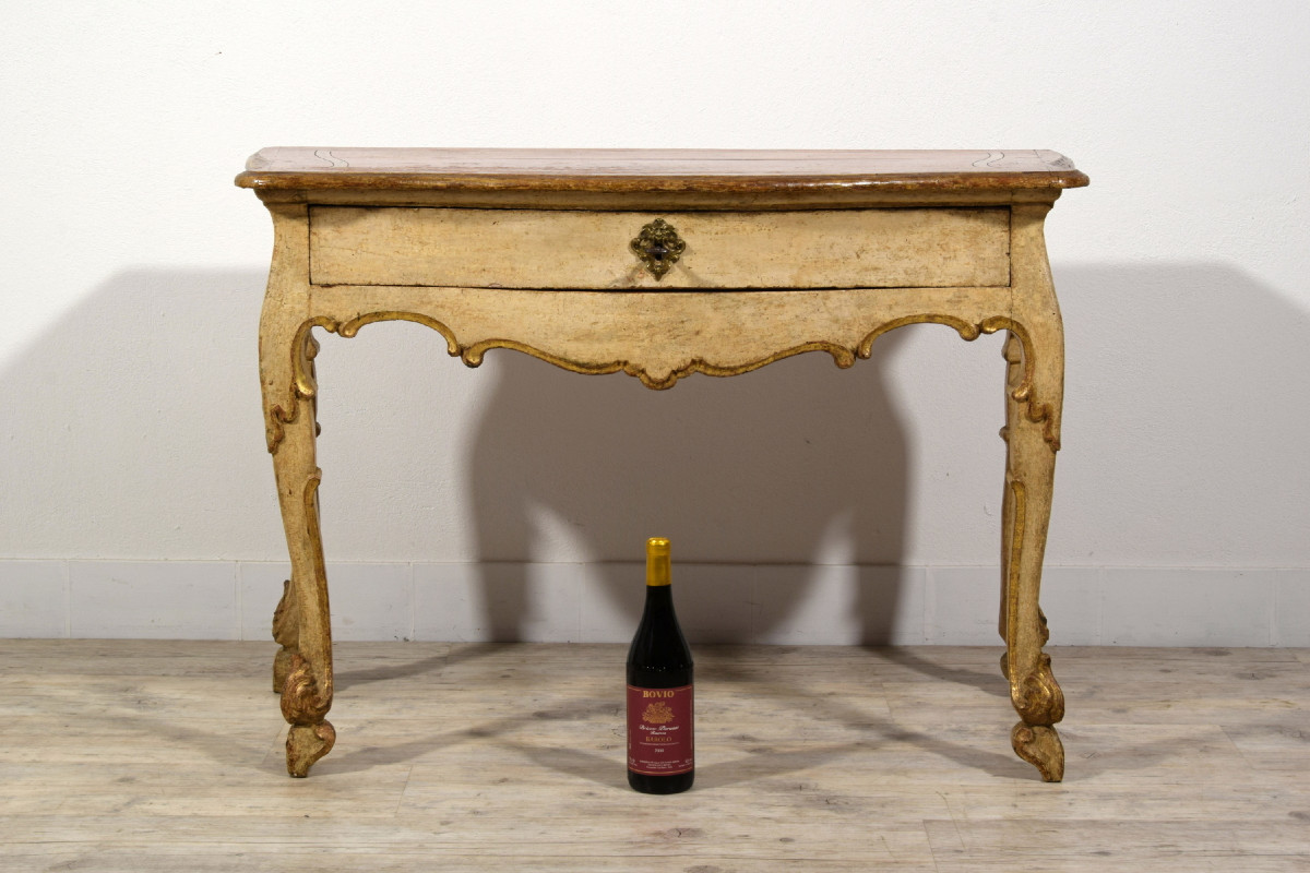 Consolle in legno laccato e dorato, Marche, primi anni del XVIII secolo, Epoca barocca-photo-1