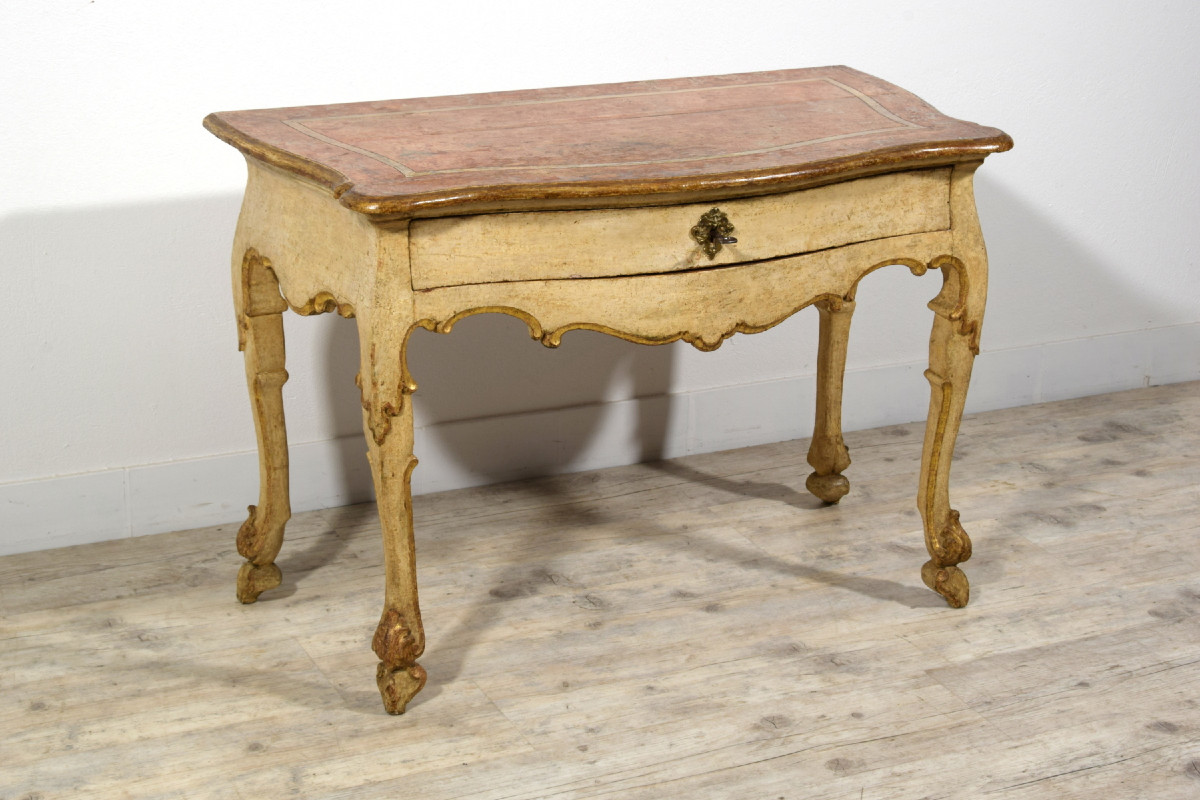 Consolle in legno laccato e dorato, Marche, primi anni del XVIII secolo, Epoca barocca-photo-2