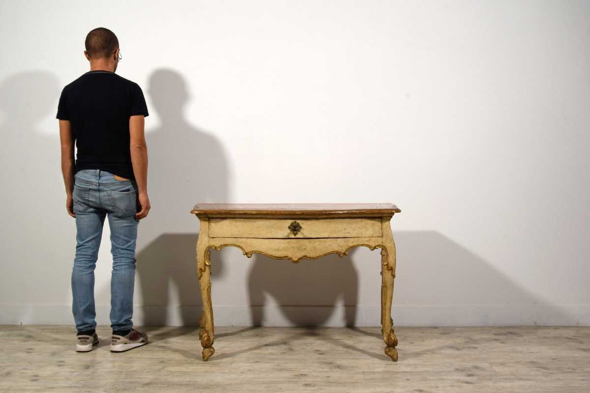 Consolle in legno laccato e dorato, Marche, primi anni del XVIII secolo, Epoca barocca-photo-6