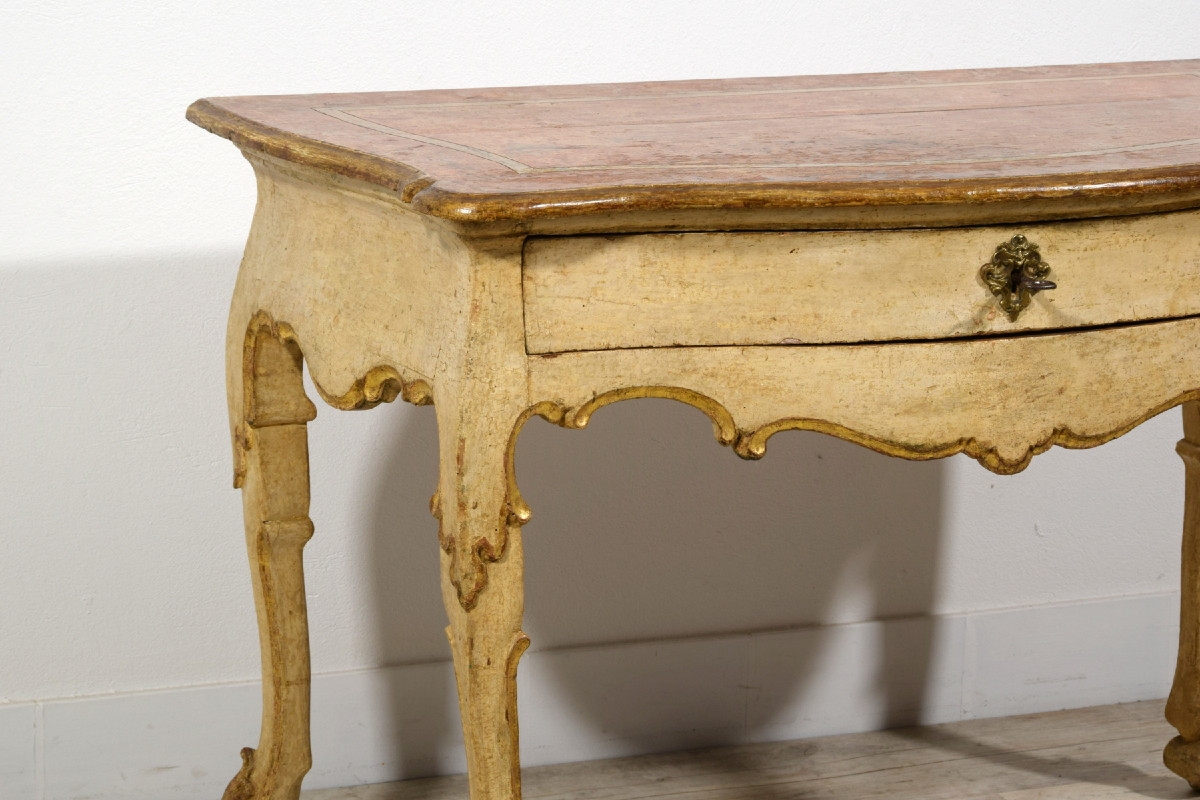 Consolle in legno laccato e dorato, Marche, primi anni del XVIII secolo, Epoca barocca-photo-7