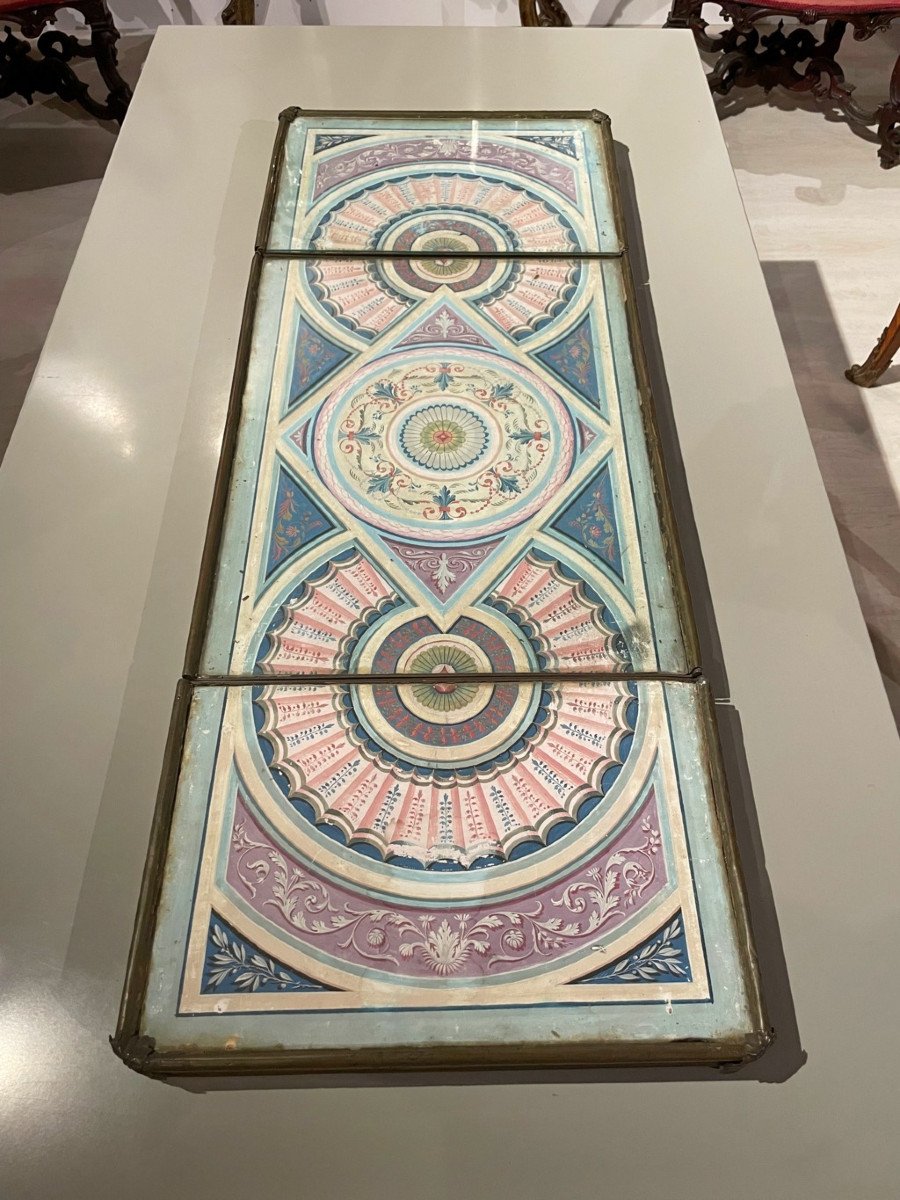 Centre De Table En Papier Peint Polychrome, Italie, Début Du XIXe Siècle-photo-2