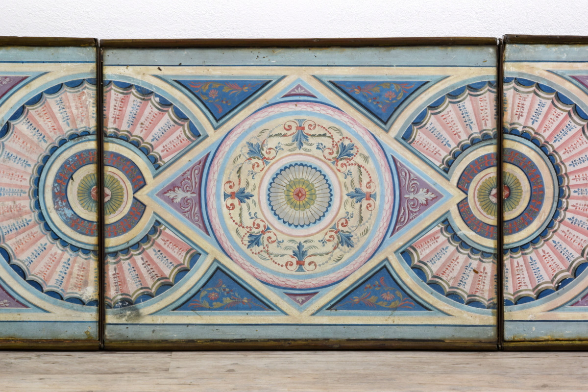 Centre De Table En Papier Peint Polychrome, Italie, Début Du XIXe Siècle-photo-4