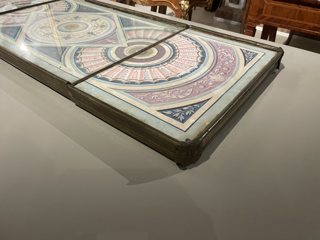 Centre De Table En Papier Peint Polychrome, Italie, Début Du XIXe Siècle-photo-3