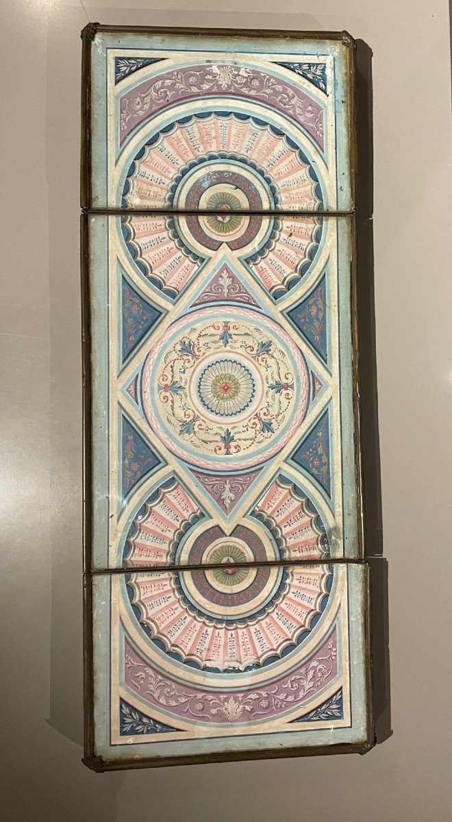 Centre De Table En Papier Peint Polychrome, Italie, Début Du XIXe Siècle-photo-6