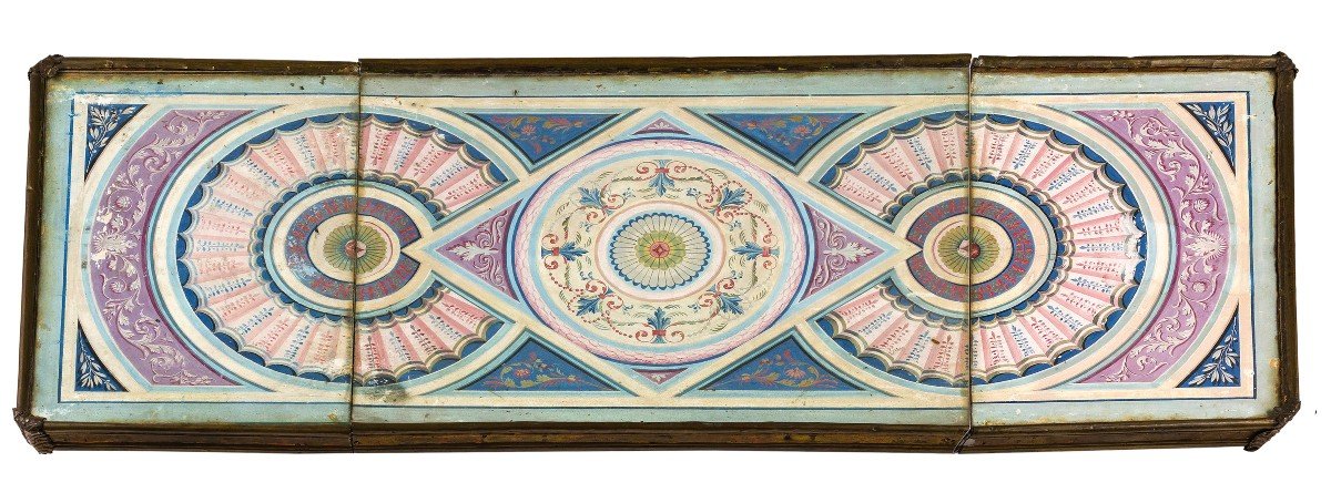 Centre De Table En Papier Peint Polychrome, Italie, Début Du XIXe Siècle