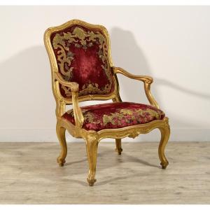 Poltrona in legno intagliato e dorato, Genova, Epoca Luigi XV, metà del XVIII secolo