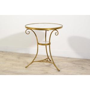 Table Basse Gueridon Tripode En Bronze Doré, France, Fin XIXe Siècle, Style Louis XVI