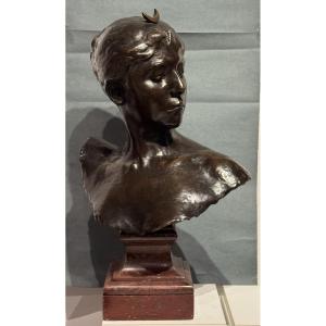 Bronze Bust Of Diana By Falguière.