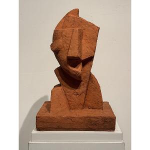 Cubist Terracotta Bust By Anton Lavinsky.