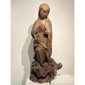 Saint Margaret In Walnut, 15th Century.