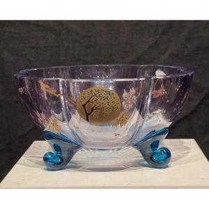 Baccarat And Rousseau Enameled Crystal Bowl.