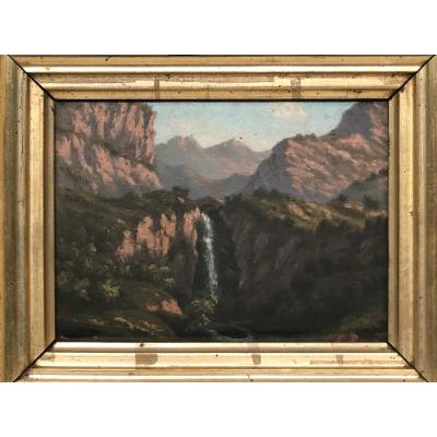 Montain Painting By César Durand. XIXeme.