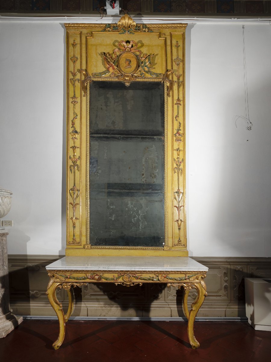 Coppia di Consolles e specchiere laccate Veneziane , 18esimo secolo-photo-1
