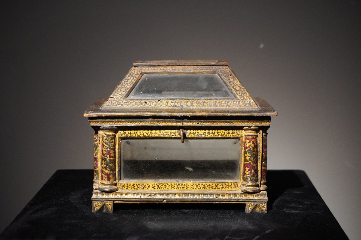 Cofanetto veneziano in legno laccato e dorato e cristallo di rocca, Venezia, XVIII secolo-photo-2