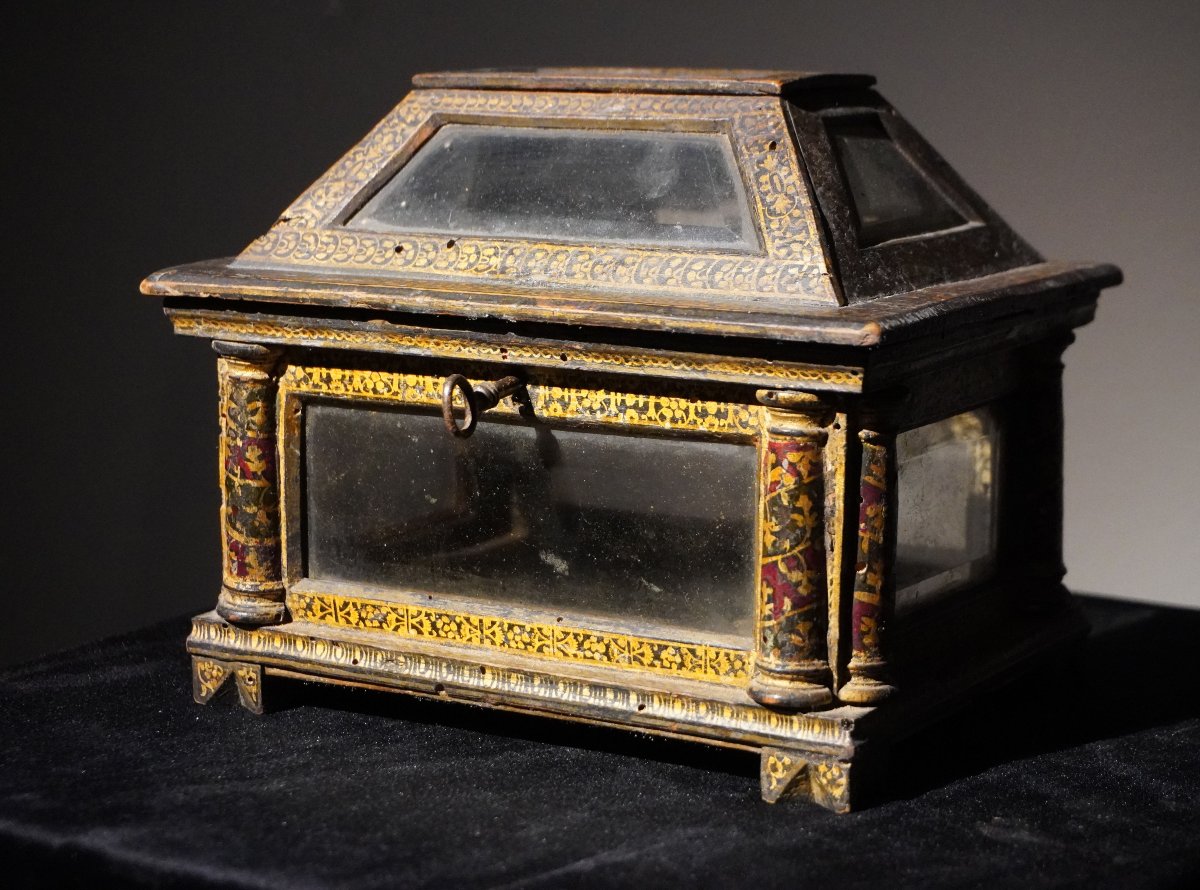 Cofanetto veneziano in legno laccato e dorato e cristallo di rocca, Venezia, XVIII secolo-photo-4