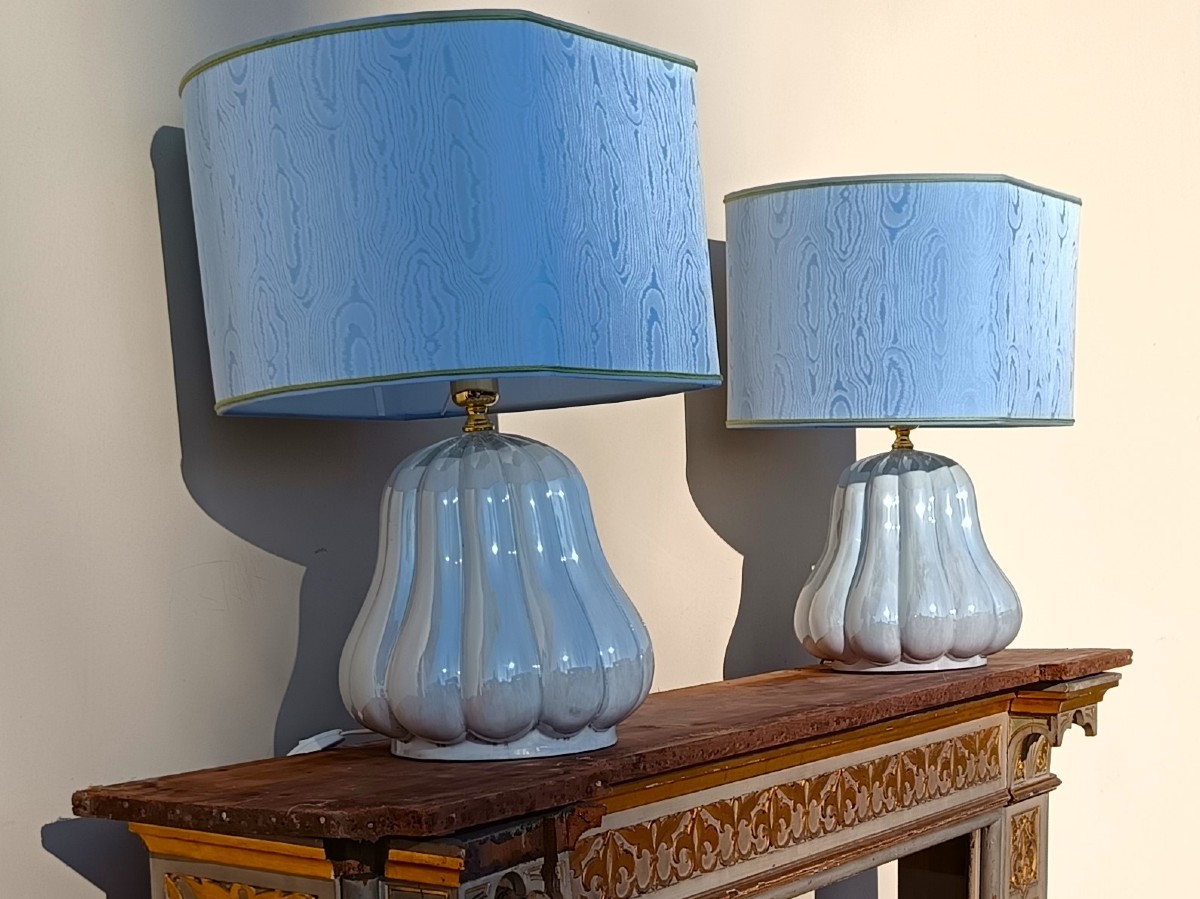 Coppia lampade 1960 “Zucche” in ceramica-photo-1