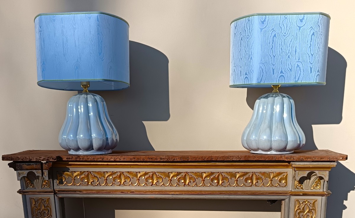 Coppia lampade 1960 “Zucche” in ceramica-photo-2