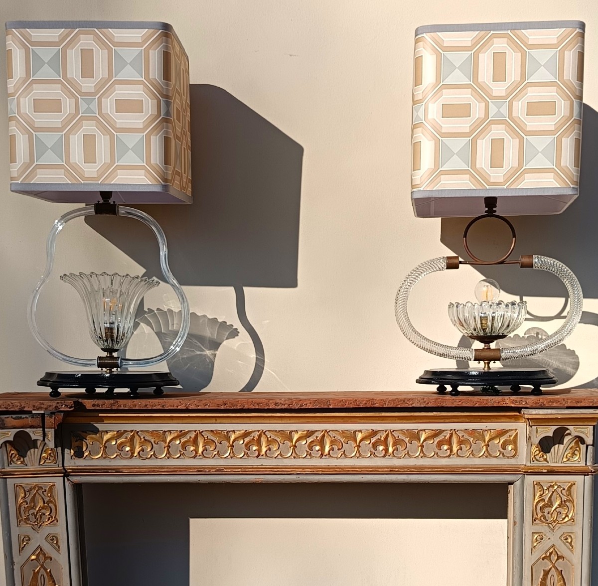 2 lampade in vetro di Murano 1930–1940