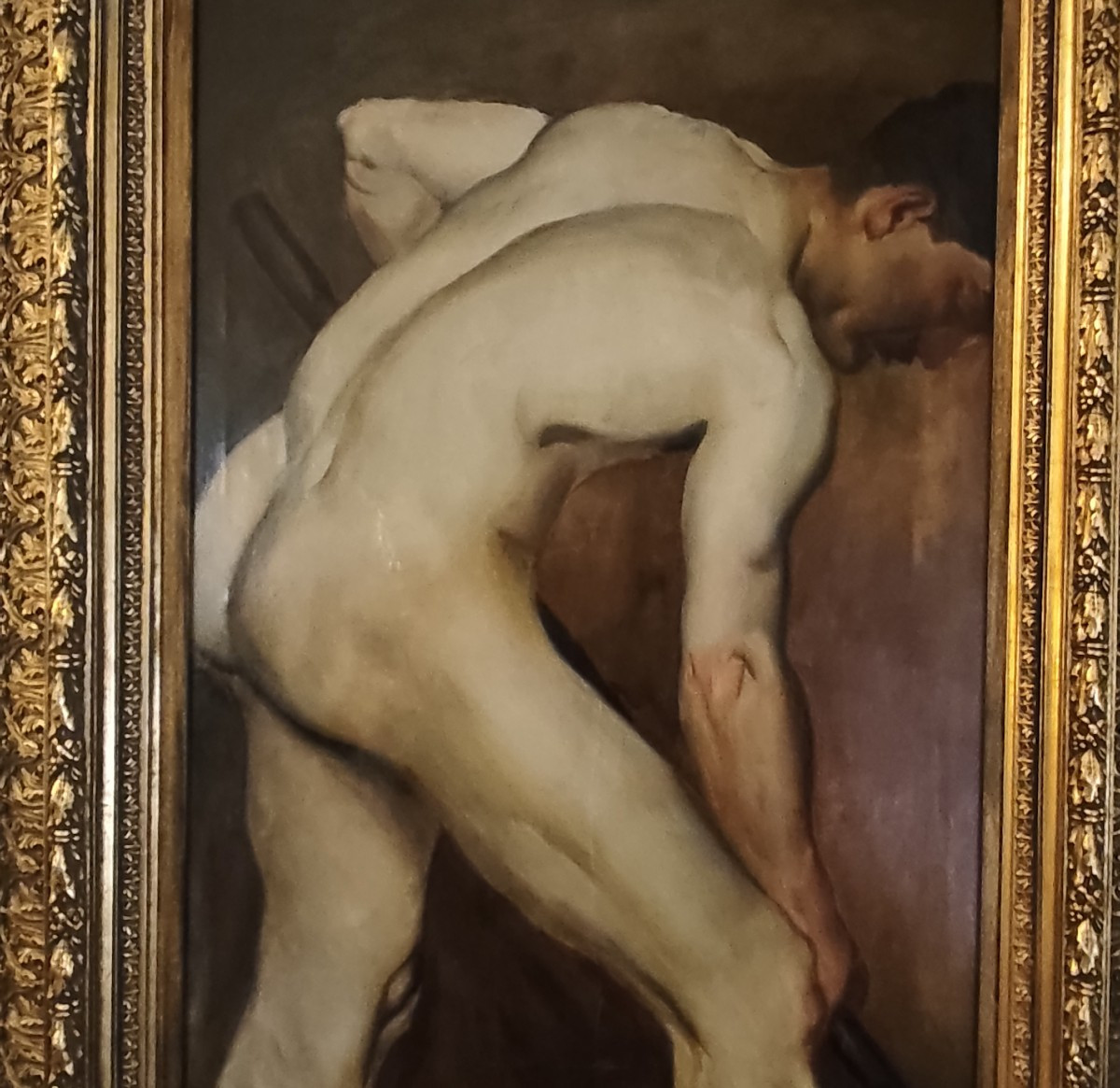 Uomo nudo che lavora – Olio su carta applicata su tela, 1880-photo-3