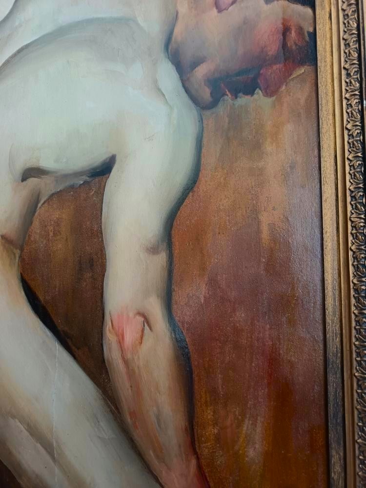 Uomo nudo che lavora – Olio su carta applicata su tela, 1880-photo-1