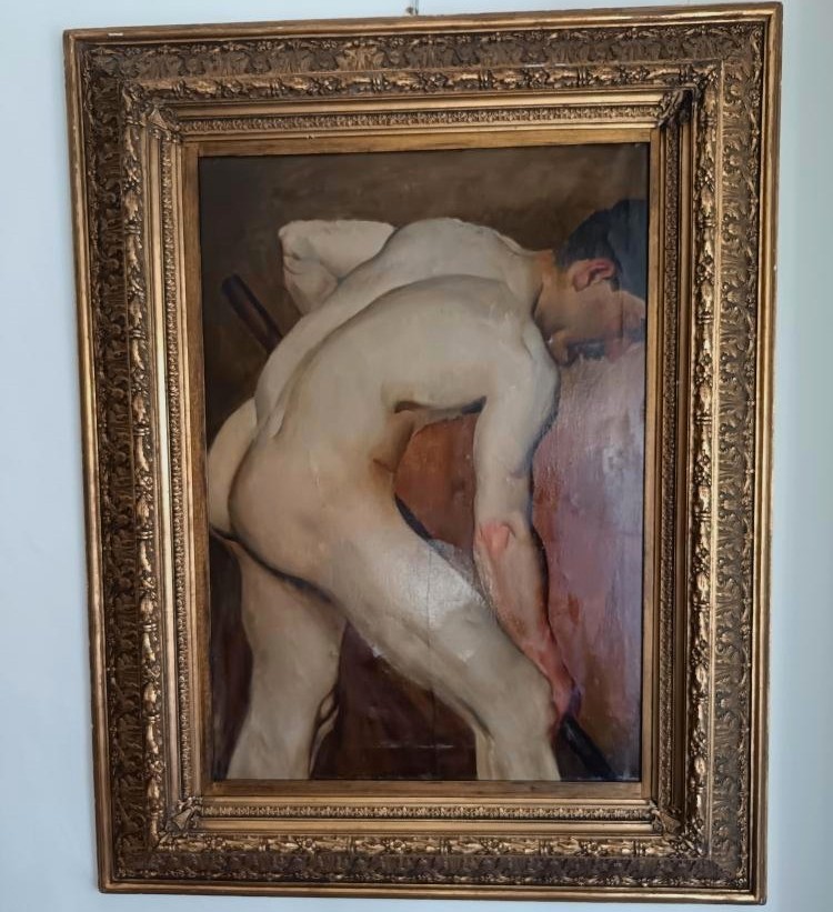 Uomo nudo che lavora – Olio su carta applicata su tela, 1880-photo-4