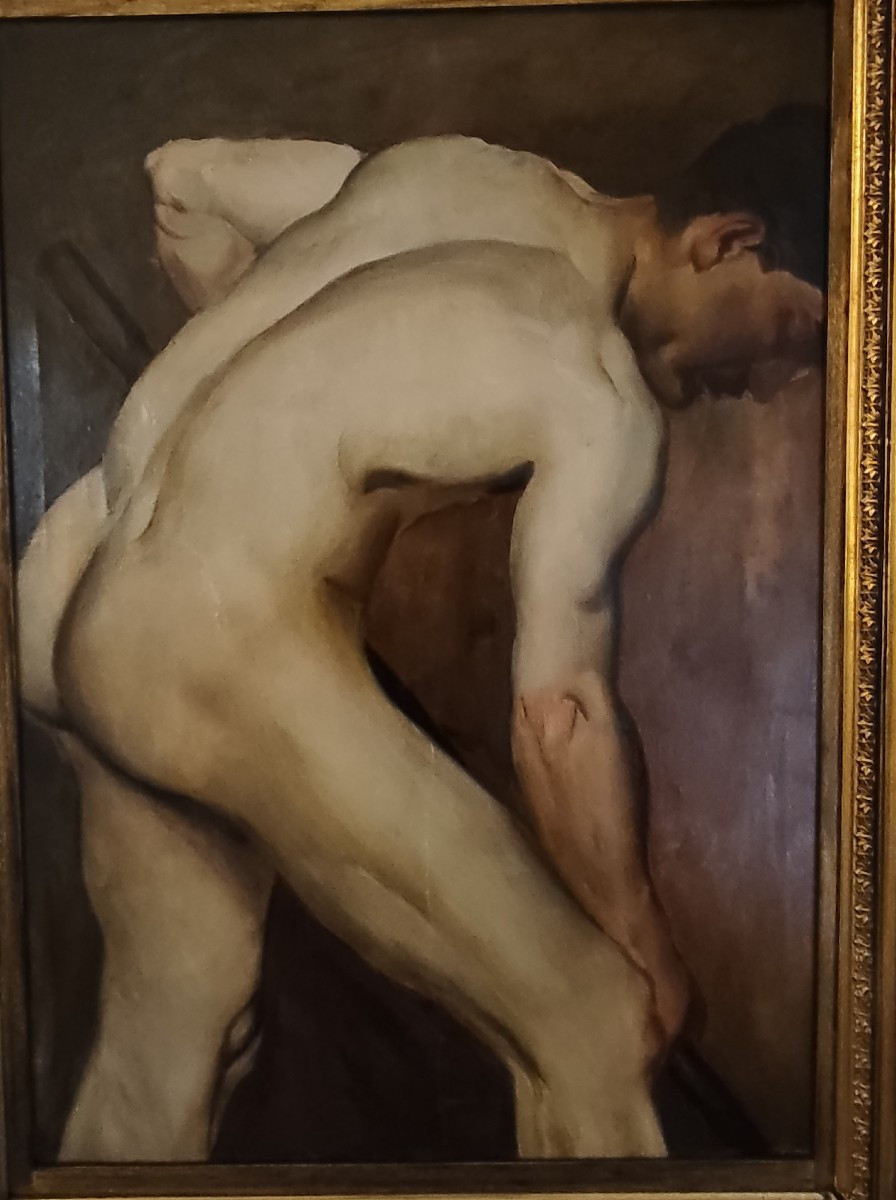 Uomo nudo che lavora – Olio su carta applicata su tela, 1880-photo-6