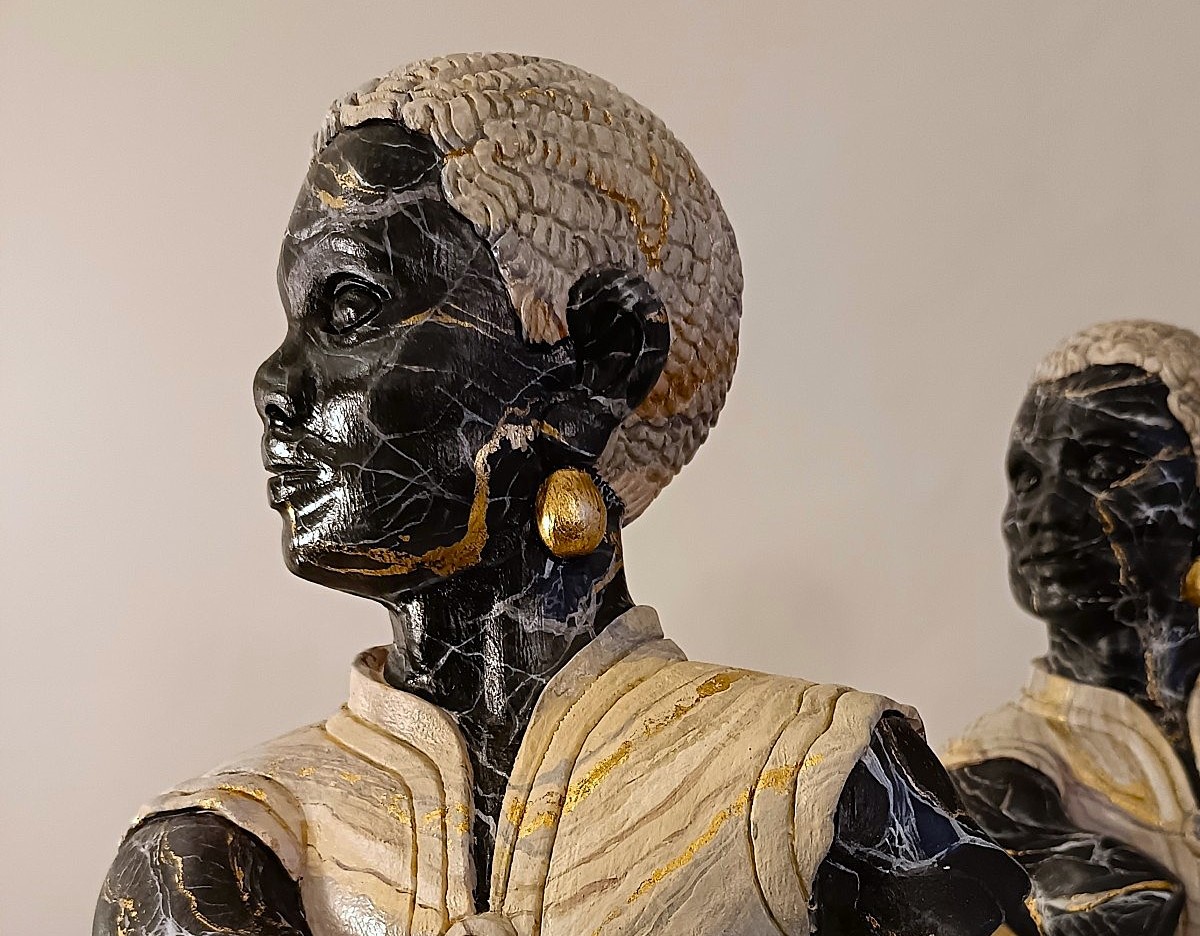 Coppia di statue in legno laccato a finto marmo – Roma, inizio XX secolo-photo-3