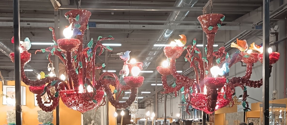 Coppia di lampadari Murano modello Ca’ Rezzonico 1960-photo-2