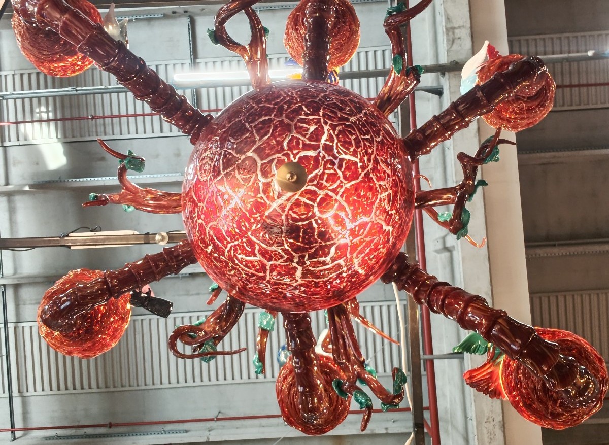 Coppia di lampadari Murano modello Ca’ Rezzonico 1960-photo-2