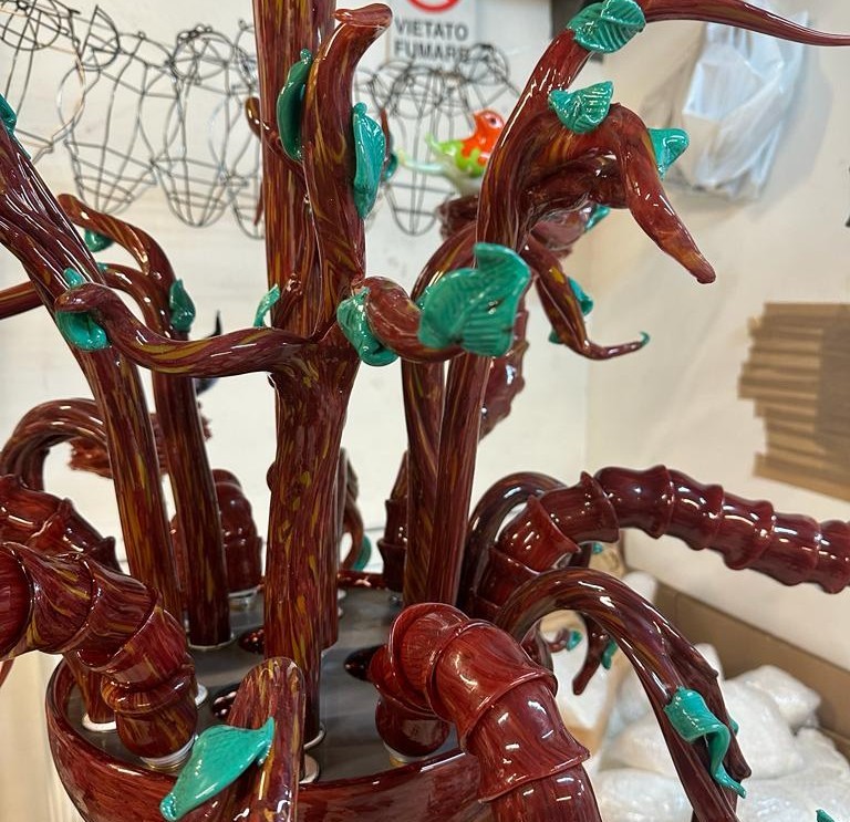 Coppia di lampadari Murano modello Ca’ Rezzonico 1960-photo-5