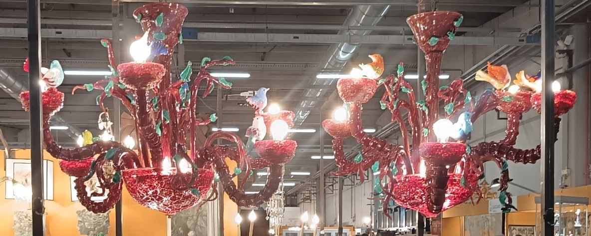 Coppia di lampadari Murano modello Ca’ Rezzonico 1960-photo-6