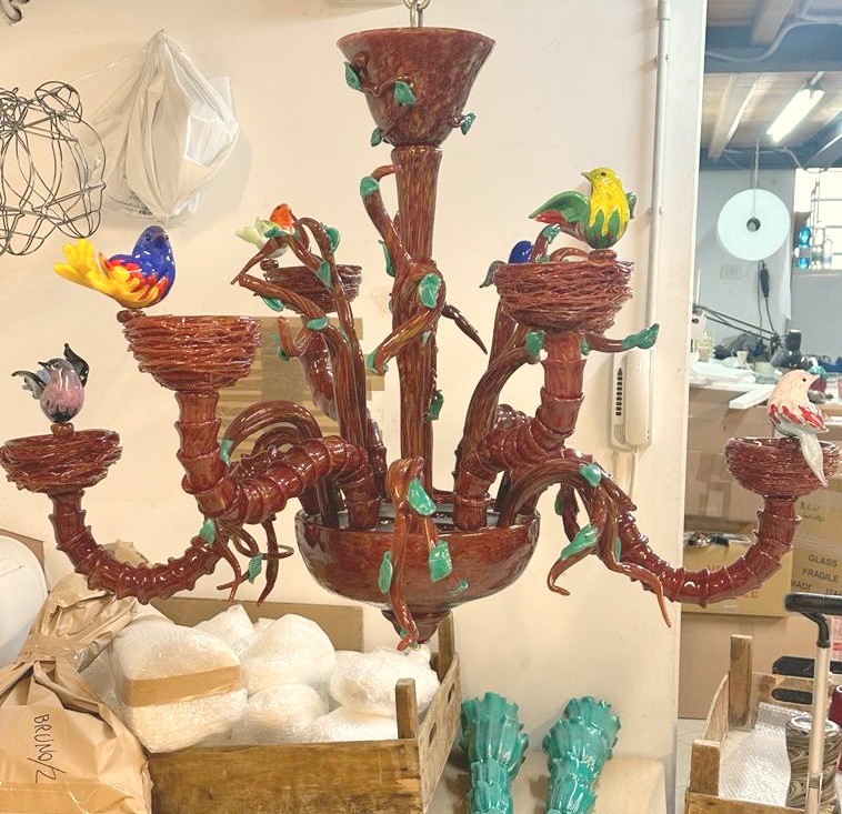 Coppia di lampadari Murano modello Ca’ Rezzonico 1960