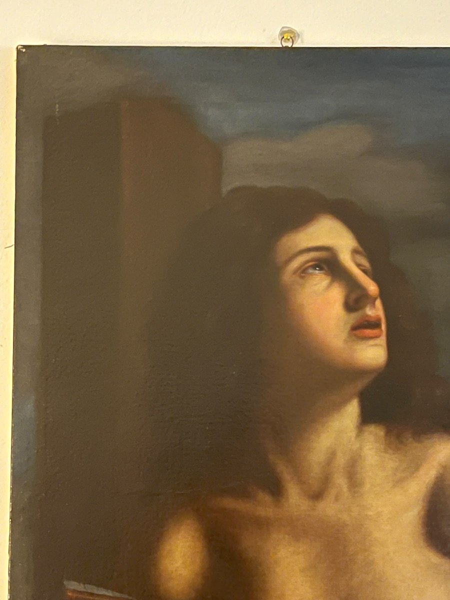 Olio su tela del 1600 – San Sebastiano, attribuito a Cesare Gennari (1637–1688)-photo-3